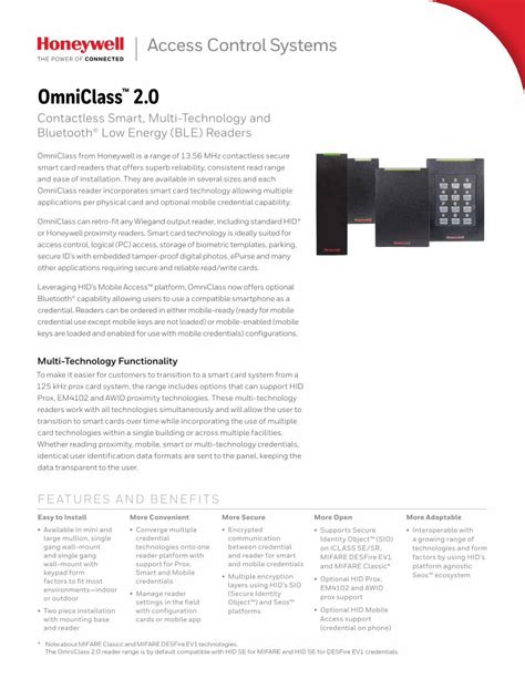 honeywell omniclass 2.0 smart card reader|OmniClass™ 2.0 Multi.